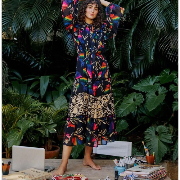 Farm Rio Black Macaws Flight Maxi Dress - Picture 4 of 8